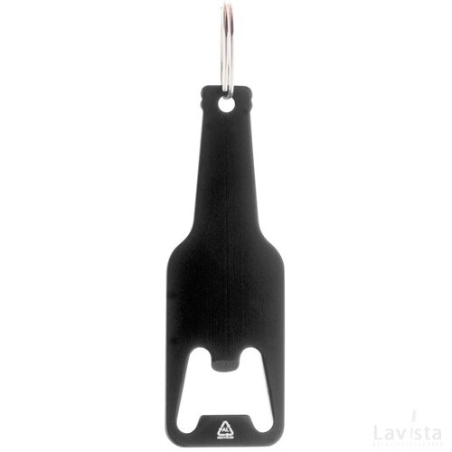 Flesvormige flesopener met hanger Zwart