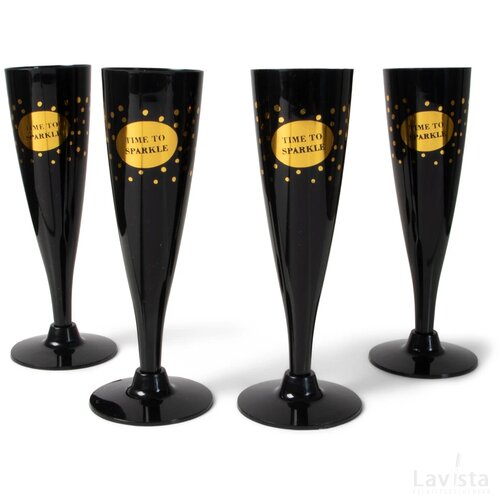 SENZA Champagne Glazen Zwart/Goud