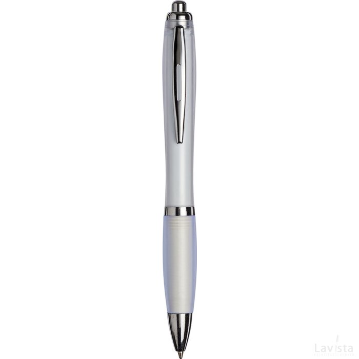 Curvy ballpoint pen with frosted barrel and grip Wit