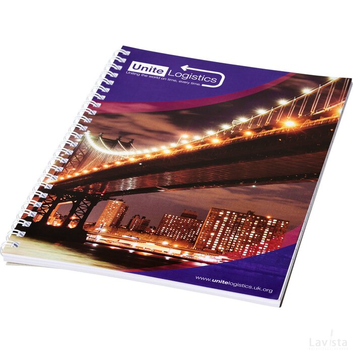 Desk-Mate® A4 spiraal notitieboek met bedrukte achterste omslag Wit
