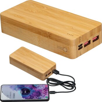 Powerbank van bamboe 20.000mAh beige
