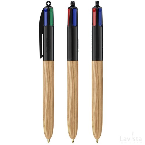 BIC® 4 Colours Wood Style zwart/natuurlijk