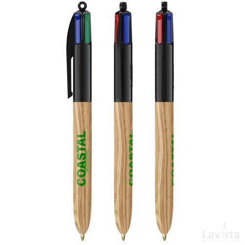 BIC® 4 Colours Wood Style zwart/natuurlijk