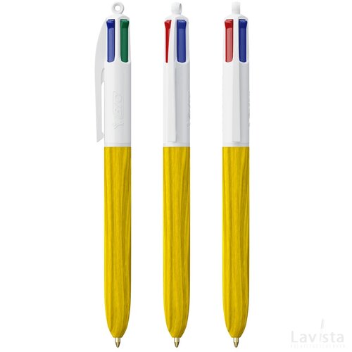 BIC® 4 Colours Wood Style wit/geel