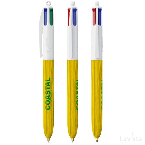 BIC® 4 Colours Wood Style wit/geel
