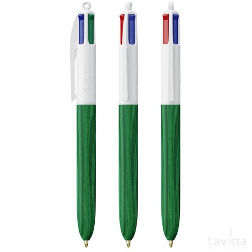 BIC® 4 Colours Wood Style wit/groen
