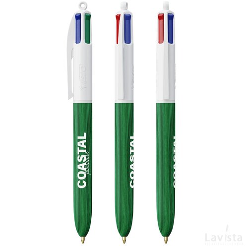 BIC® 4 Colours Wood Style wit/groen