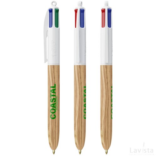 BIC® 4 Colours Wood Style wit/natuurlijk