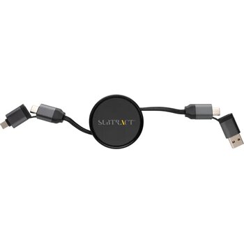 Terra RCS gerecycled aluminium uittrekbare 45W 6-in-1-kabel grijs