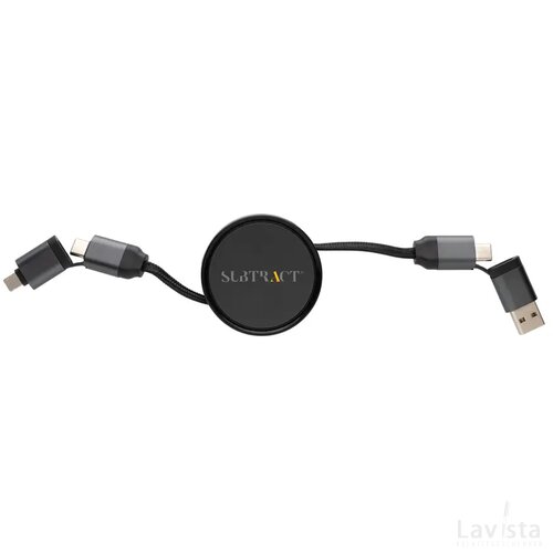 Terra RCS gerecycled aluminium uittrekbare 45W 6-in-1-kabel grijs