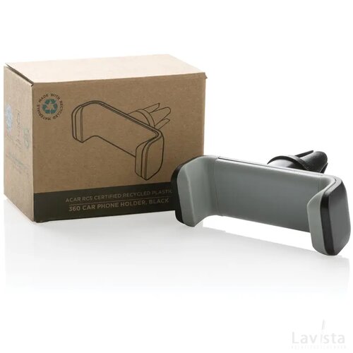 Acar RCS gerecycled plastic 360 auto telefoonhouder zwart