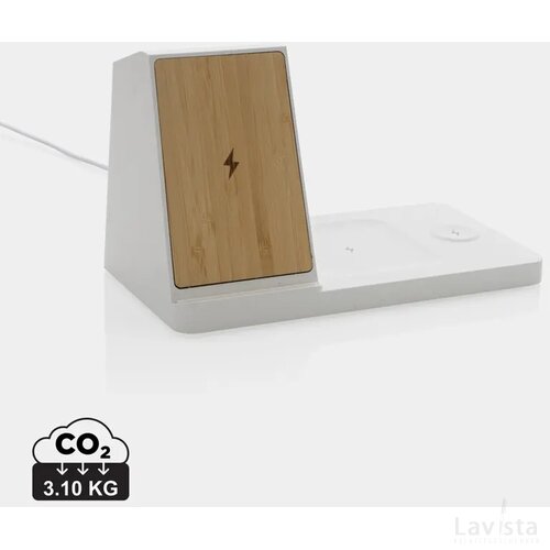 Ontario RCS gerecycled plastic & bamboe 15W 3 in 1 lader wit