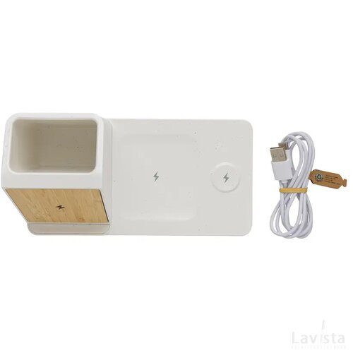 Ontario RCS gerecycled plastic & bamboe 15W 3 in 1 lader wit