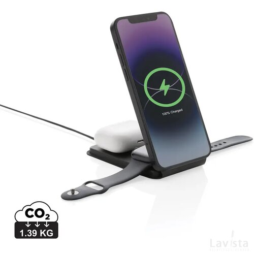 Swiss Peak RCS rPU 15W 3-in-1 magnetische draadloze oplader zwart