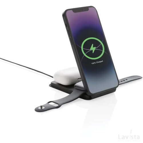 Swiss Peak RCS rPU 15W 3-in-1 magnetische draadloze oplader zwart
