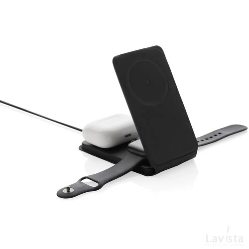 Swiss Peak RCS rPU 15W 3-in-1 magnetische draadloze oplader zwart