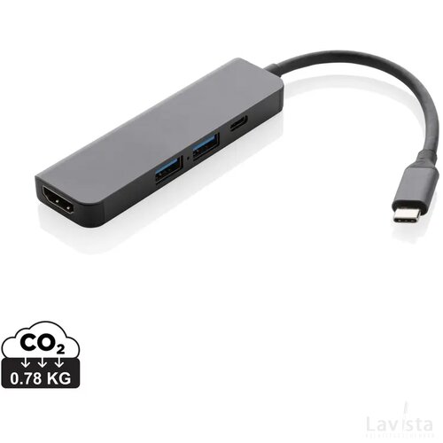 Terra RCS gerecycled aluminium hub met HDMI input grijs