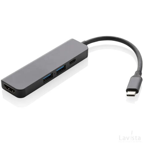 Terra RCS gerecycled aluminium hub met HDMI input grijs