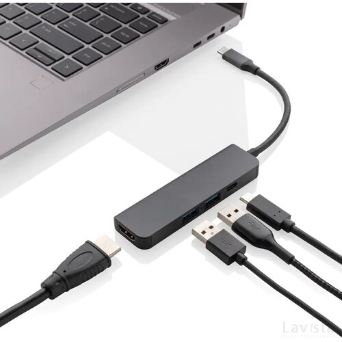Terra RCS gerecycled aluminium hub met HDMI input grijs