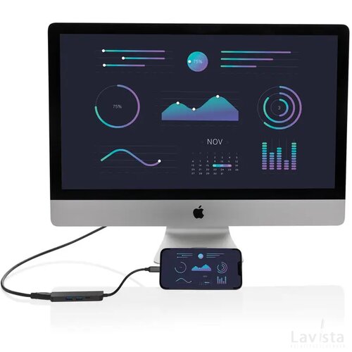 Terra RCS gerecycled aluminium hub met HDMI input grijs