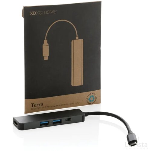 Terra RCS gerecycled aluminium hub met HDMI input grijs