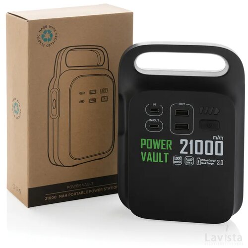 Power Vault RCS gerecycled plastic 21.000 mah power station zwart