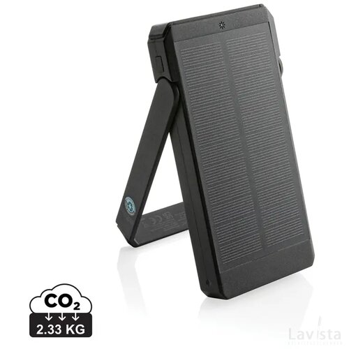 Skywave RCS gerecyclede kunststof zonne-powerbank 10000 mAh zwart