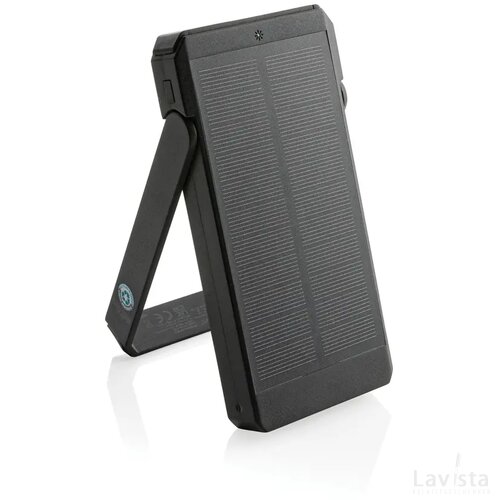 Skywave RCS gerecyclede kunststof zonne-powerbank 10000 mAh zwart