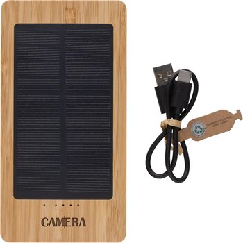 Sunwick 10.000 mAh bamboe solar powerbank bruin