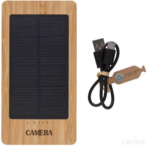 Sunwick 10.000 mAh bamboe solar powerbank bruin