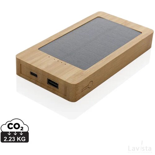 Sunwick 10.000 mAh bamboe solar powerbank bruin