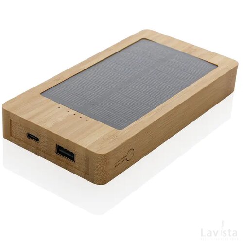 Sunwick 10.000 mAh bamboe solar powerbank bruin