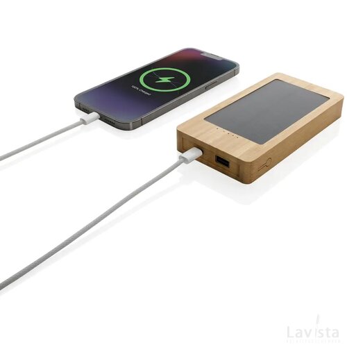 Sunwick 10.000 mAh bamboe solar powerbank bruin