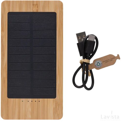 Sunwick 10.000 mAh bamboe solar powerbank bruin
