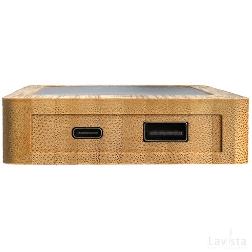 Sunwick 10.000 mAh bamboe solar powerbank bruin