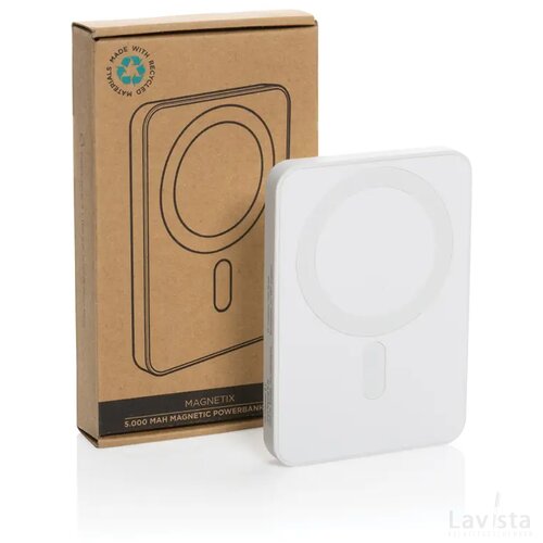 Magnetix RCS rplastic 5000 mah magnetische powerbank wit
