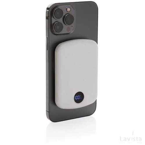 MagBoost gerecycled plastic 5000 mah magnetische powerbank wit