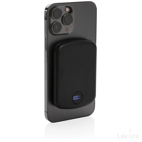 MagBoost gerecycled plastic 5000 mah magnetische powerbank zwart