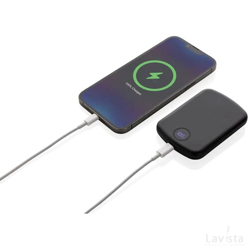 MagBoost gerecycled plastic 5000 mah magnetische powerbank zwart
