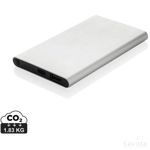 RCS gerecycled plastic/alu 4000 mah powerbank met type C zilver