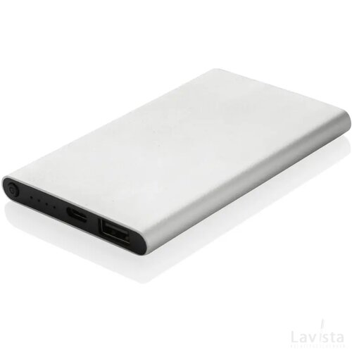 RCS gerecycled plastic/alu 4000 mah powerbank met type C zilver
