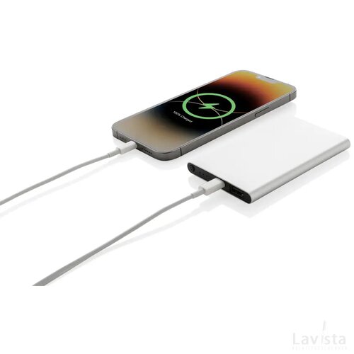RCS gerecycled plastic/alu 4000 mah powerbank met type C zilver