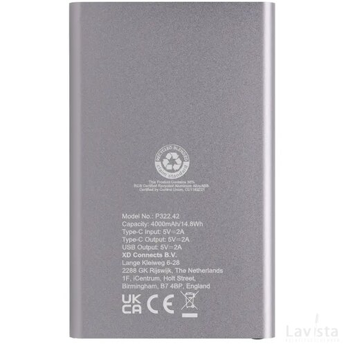 RCS gerecycled plastic/alu 4000 mah powerbank met type C antraciet