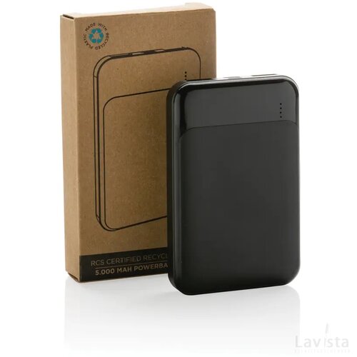 RCS gerecycled plastic 5.000 mAh powerbank zwart