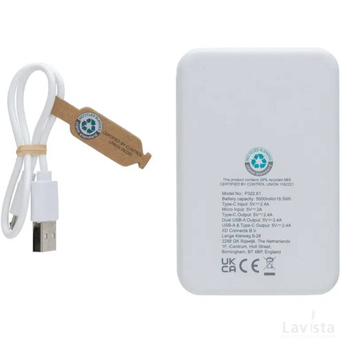 RCS gerecycled plastic 5.000 mAh powerbank wit