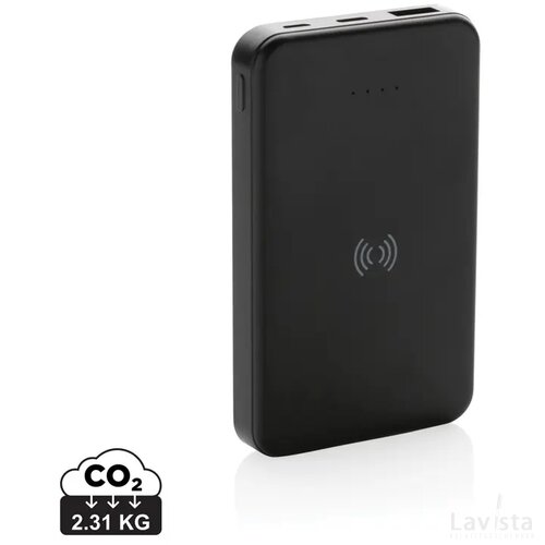 RCS gerecycled plastic 5.000 mAh 5W draadloze powerbank zwart