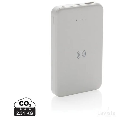 RCS gerecycled plastic 5.000 mAh 5W draadloze powerbank wit