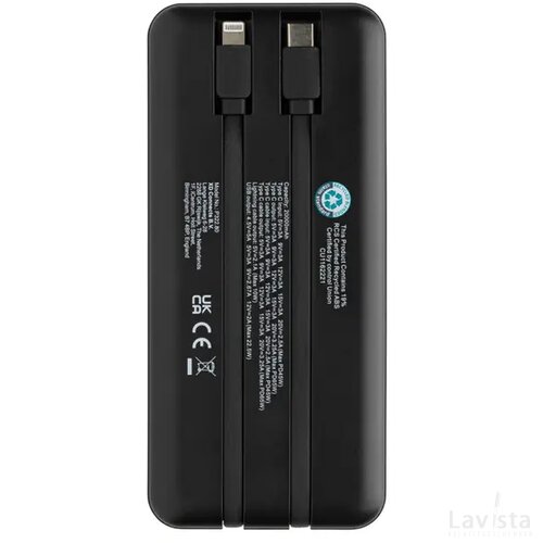 Gridley RCS gerecycled plastic 20000 65W laptop powerbank zwart