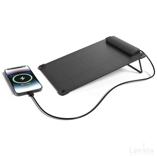Solarpulse gerecycled plasticf draagbaar solar panel 5W zwart