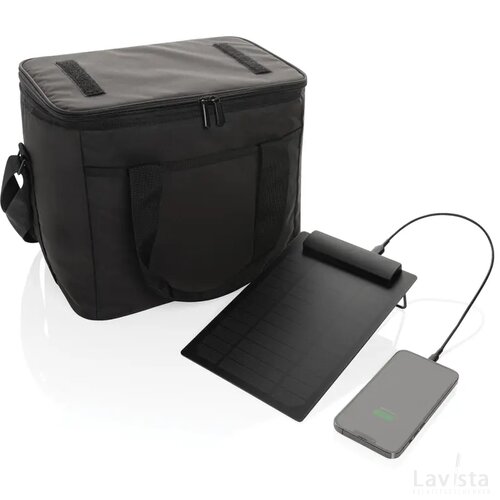 Pedro AWARE™ RPET deluxe koeltas with 5W solar panel zwart